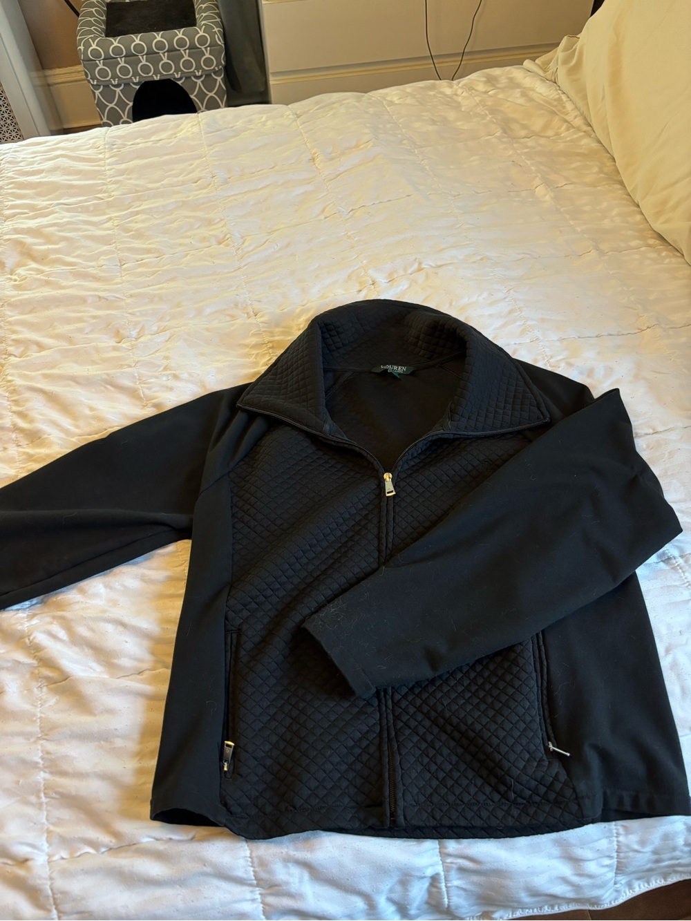 Ralph Lauren Women’s Black Quilted Zip-Front Jacket, XL - Iike new!!!!! - Picture 1 of 6